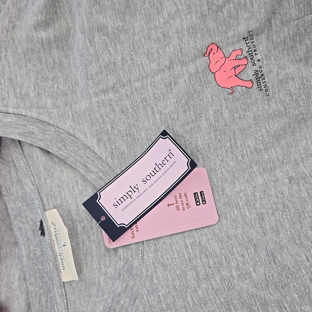 NWT Simply Southern Patch Elephant T-Shirt Gray - Picture 6 of 8